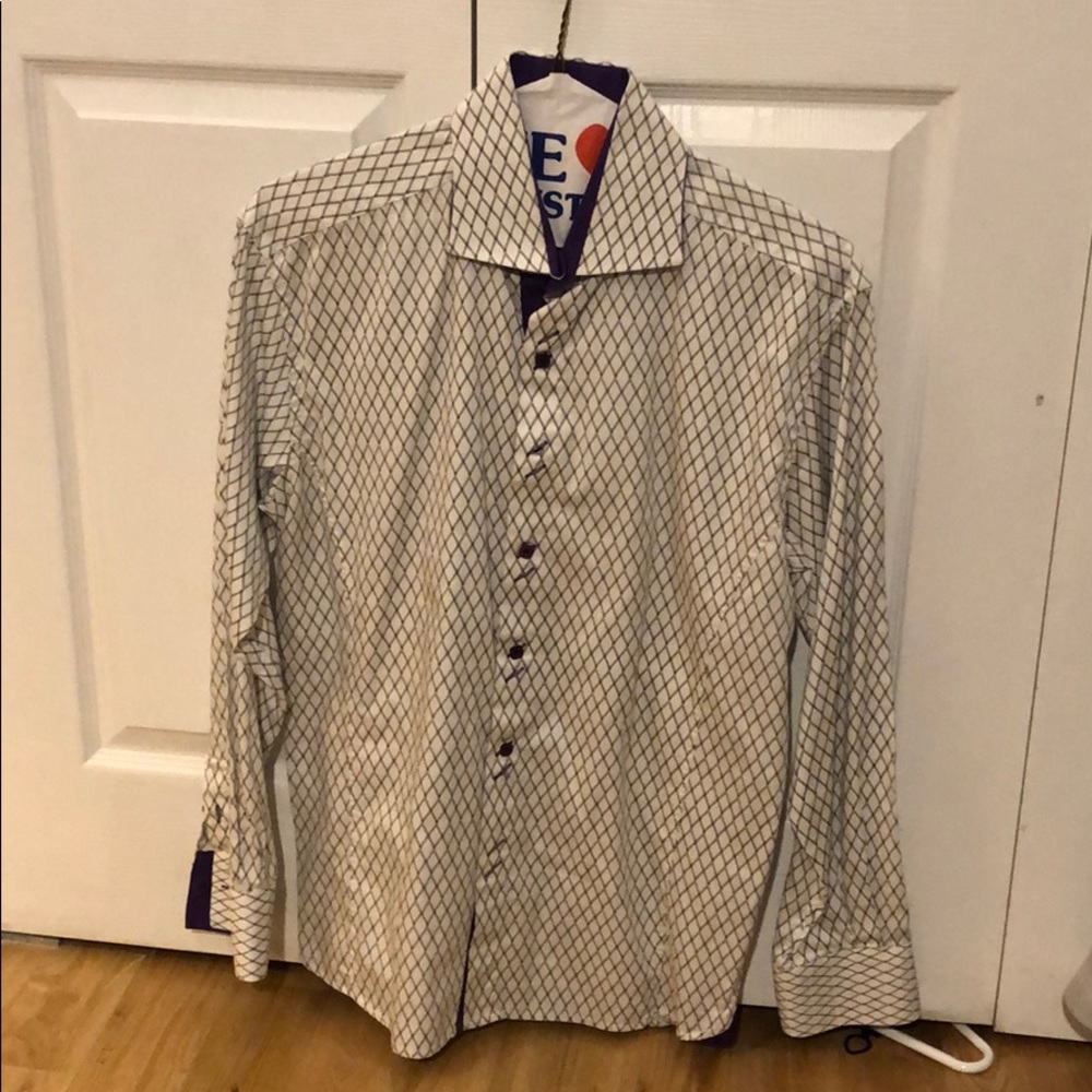 Bespoke Purple and White Lattice Button Down